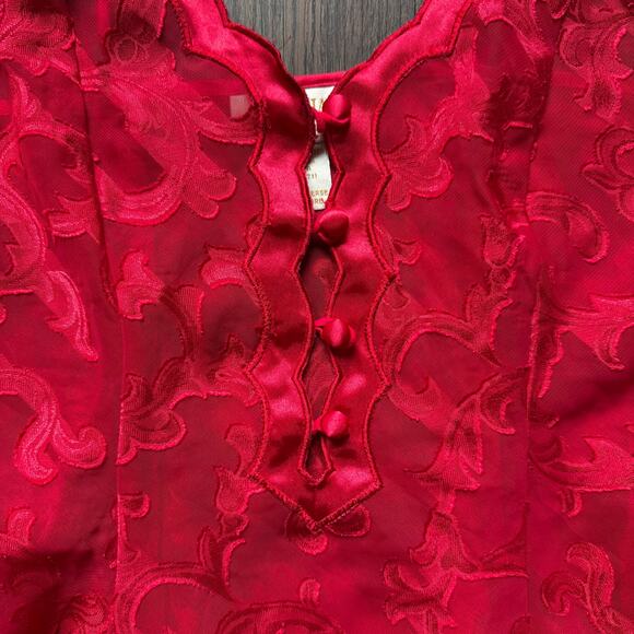 Victoria’s Secret Red Satin Lace Teddy Bodysuit Women’s Small Vintage - Picture 3 of 6